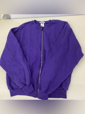 PURPLE HOODIE WITH BIG ZIPPER AND RHINESTONES
